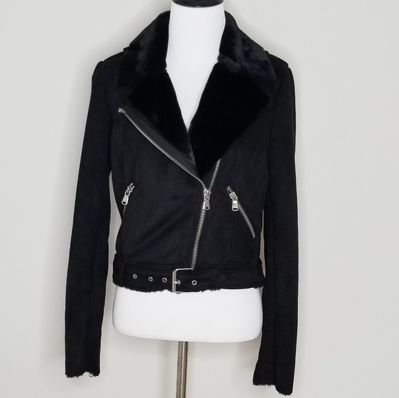 faux fur moto jacket zara